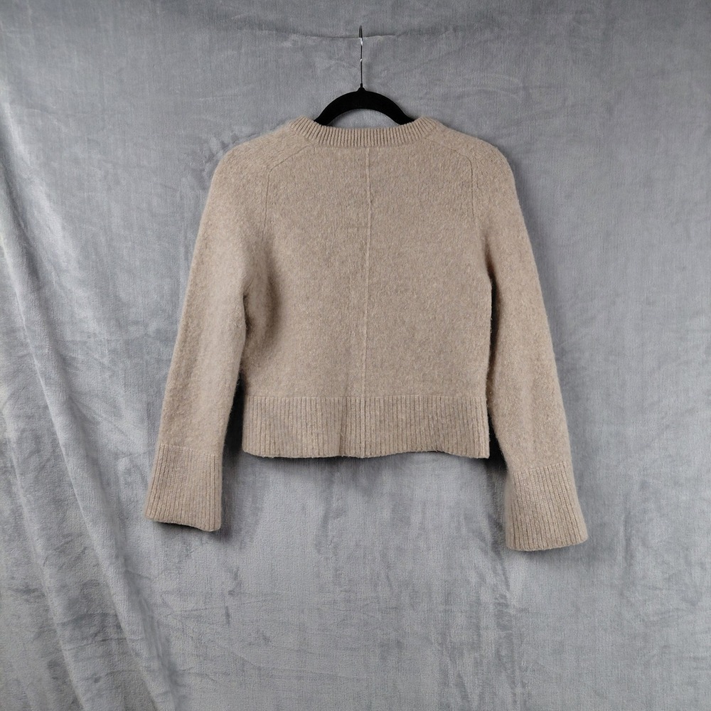 360Cashmere Womens 100% Cashmere Cropped Crew Neck Sweater Oatmeal Beige 40130 M - Picture 2 of 7